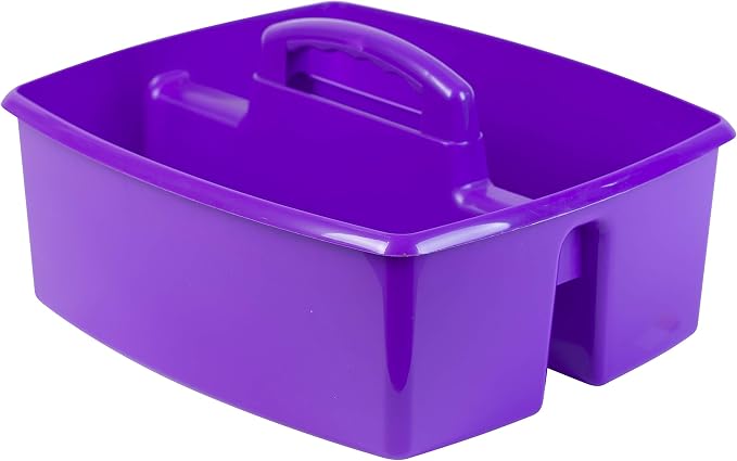 Storex 2-Compartment Large Craft Caddy – Multipurpose Classroom Organizer with Handle, Purple, 6-Pack (00955F06C)