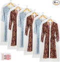 Clear Garment Bag Long Garment Bags for Gowns, Vinyl Dress Bags for Closet Storage, Coat Covers for Closet With Zipper Plastic Garment Bags for Hanging Clothes Long Dress - 24'' X 48''/6 Pack