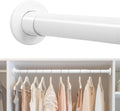 Closet Rods for Hanging Clothes, 18-92 Inch Stepless Adjustable Closet Rod, Heavy Duty Metal Closet Hanging Rod with Closed-Ring Brackets, Multi-Use Clothes Bar for Wardrobe Laundry Room RV, White