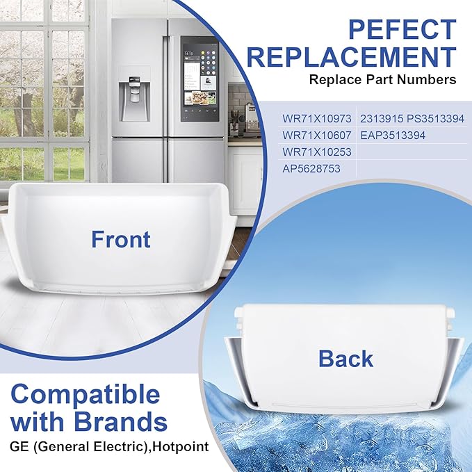 UPGRADED WR71X10973 Refrigerator Door Bin Shelf Replacement Compatible with General Electric (GE) HotPoint Fridge Middle Shelf Parts (NO FRONT)Replace WR71X10253,WR71X10607,2313915,AP5628753,PS3513394