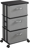 MAX Houser Dresser Tower with 3 Drawers, Grey | Fabric Storage Organizer Unit, Chest of Drawers with with WoodTop, Small Vertical Storage for Guest Room, Closet, Entryway