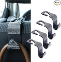 4PCS Bling Car Seat Headrest Hooks, Vehicle Back Seat Purse Handbag Hanging Holder with Crystal Rhinestone, Diamond Storage Organizer Hook,Bling Car Accessories for Women (White)