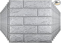 20 PCS Silvery 3D Wall Panels, 29 sq.feet Coverage, Printable Wallpaper Sticker with Self-Adhesive Waterproof Brick PE Foam Wall Panels Peel and Stick for Interior Wall Decor, Home Decoration