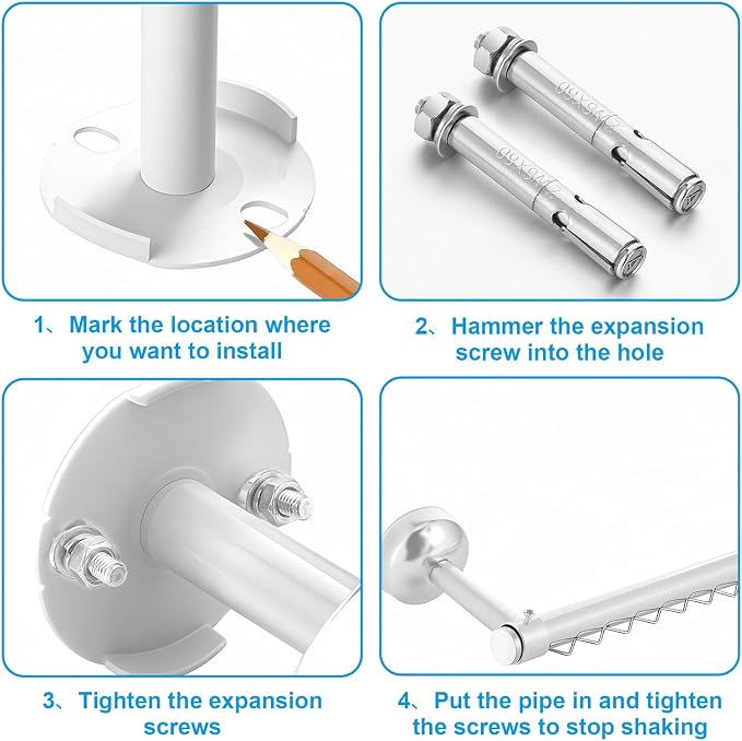 Wonderjune Closet Rail Hanging Closet Rod, 41" Any Angle Clothes Hanging Rail Under Stairs Storage Sloped Ceiling Mount Clothes Rod for Under Stairs Attic Bedroom Wall Mount(White)