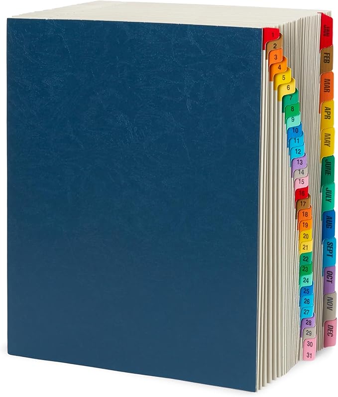 Blue Summit Expandable Monthly File Organizer, Tickler File Combo 31 Daily and 12 Monthly Tabs, Letter Size 12 Month Folder Organizer for Invoices and Documents