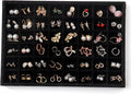 Large Jewelry Organizer for Drawer Insert Velvet Stackable Jewelry Trays for Earring Necklace Bracelet Ring Display (Black, 48 Grids)