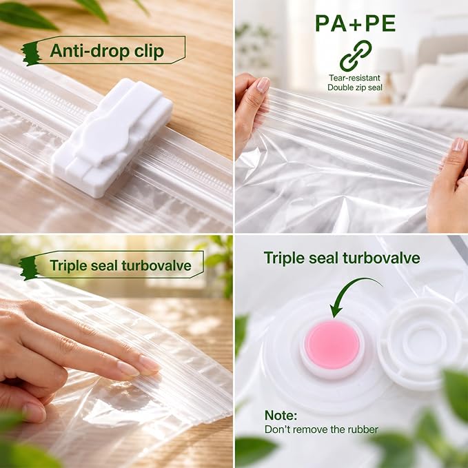 6 Pack Hanging Vacuum Storage Bags, Hanging Vacuum Sealer Storage Space Saver Bags for Clothing, Reusable Compressed for Suits, Dress, Jackets, 43.3 x 27.6 inch