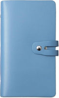 RFID Credit Card Holder, Leather Business Card Organizer with 96 Card Slots, Credit Card Case for Managing Your Different Cards and Important Documents to Prevent Loss or Damage (Light Blue)