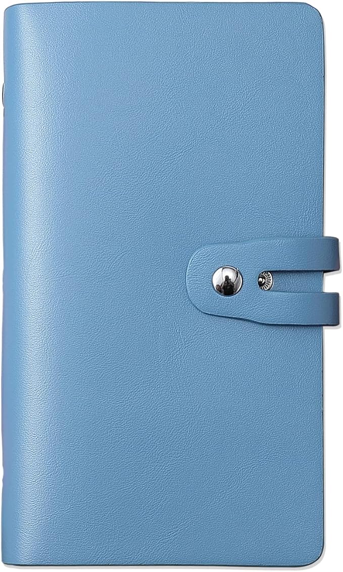 RFID Credit Card Holder, Leather Business Card Organizer with 96 Card Slots, Credit Card Case for Managing Your Different Cards and Important Documents to Prevent Loss or Damage (Light Blue)