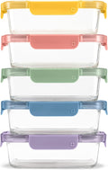 Ello Color Lock Glass Meal Prep Sets Leak-Proof Glass Food Storage Containers with Airtight BPA-Free Plastic Lids, Dishwasher, Microwave, and Freezer Safe