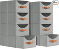 Homsorout Stackable Storage Drawers - Collapsible Storage Bins with Drawers, 8 Pack Closet Shelf Organizer Basket, Fabric Pull Out Organizer for Bedroom, Living Room, Dorm, Grey