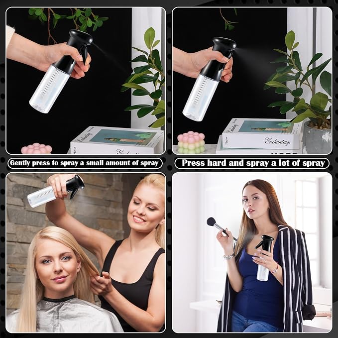 Zicotour Continuous Hair Spray Bottle and Root Comb Applicator Bottle Hair Oil Applicator Water Mister for Hairstyling (Black)