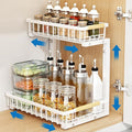 Under Sink Organizer 2 Tier Bathroom Under Sink Organizers and Storage 1 Pack Kitchen Pull out Cabinet Organizer Metal Sliding Drawer for Kitchen Pantry Cabinet Closet Organization Rack White