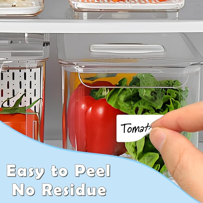 Homrelaxy 1400Pcs 1"x2" Blank Removable Freezer Labels, No Residue Food Labels, Waterproof & Oil-Resistant & Tear-Resistant Stickers for Food Containers, Jars, Pantry Organization