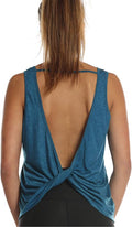 icyzone Women's Open Back High Neck Workout Athletic Gym Tank Tops