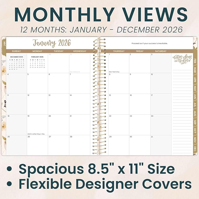 bloom daily planners 2026 Planner (January to December) - 8.5” x 11” Weekly & Monthly Dated Agenda Organizer Book with Stickers & Tabs - Flexible Soft Cover - Butterfly Garden