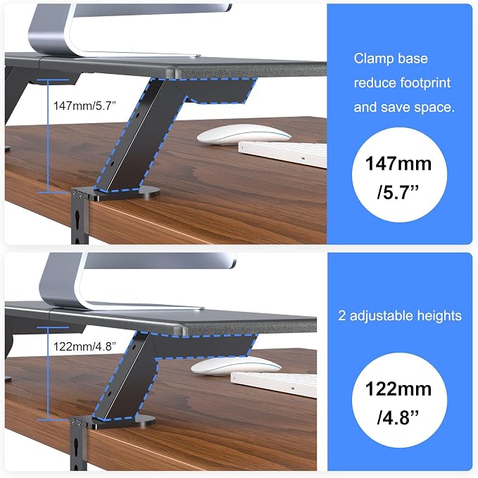 suptek Clamp-on 32 Inch Dual Monitor Desk Mount Riser Shelf Computer Stands for 2 Monitor,Laptop,Printer, Notebook,32.2” x 7.8” x 5.7”