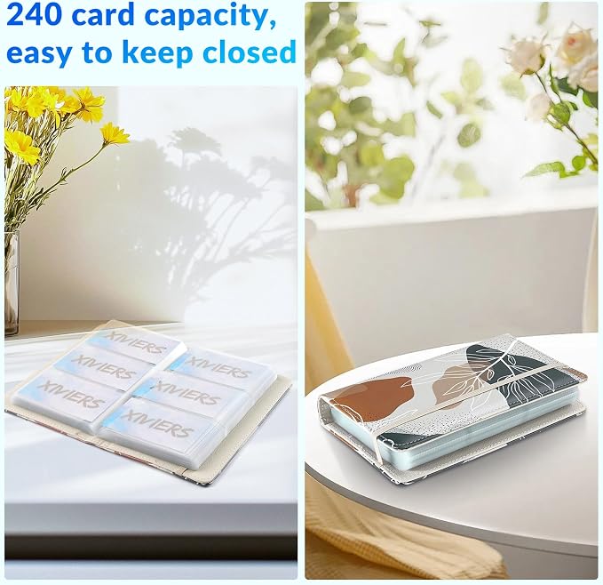 Pu leather business card organizer， 240 Capacity business card holder organizer，Credit card holder for women and men