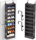 Ligereza 26 Pairs Over the Door Shoe Organizer, Heavy Duty Oversized Pocket Shoe Rack for Closet, Hanging Shoe Holder Fit All the Family's Sneakers, Boots, Heels, Satchel (Black)
