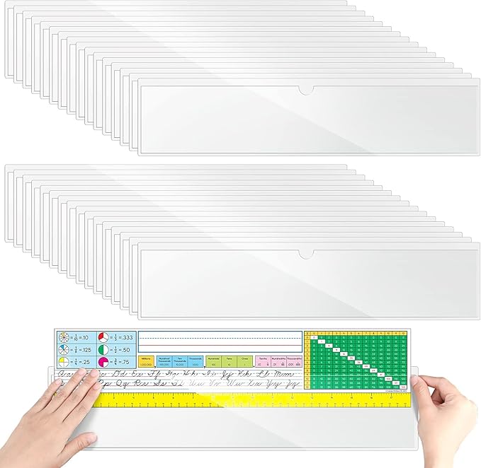 Chinco 60 Pcs Self Adhesive Pockets, Bin Labels for Storage Bins, Clear Pocket Label Sleeves, Plastic Index Card Holder with Top Open for Organizing Bins Box Drawer (14 x4 Inches)