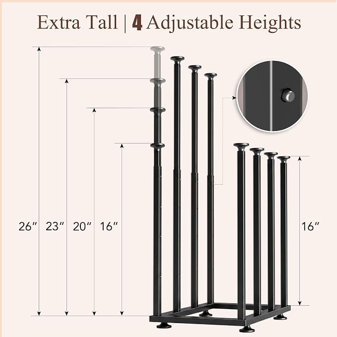 Adjustable Height Boot Rack, Metal Free Standing Shoe Storage Shelf | Cowboy Boots Organizer, Narrow Space-Saving Tall Boot Holder, for Closet Entryway Garage Bedroom, Outdoor, Apartment, 8 Pairs
