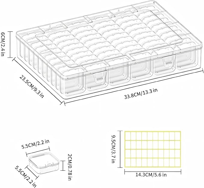 Bead Organizer Box, 61pcs Clear Plastic Storage Containers Set, Large Capacity Small Bead Organizers and Storage Cases with Labels, for Jewelry, Crafts, Diamonds Storage