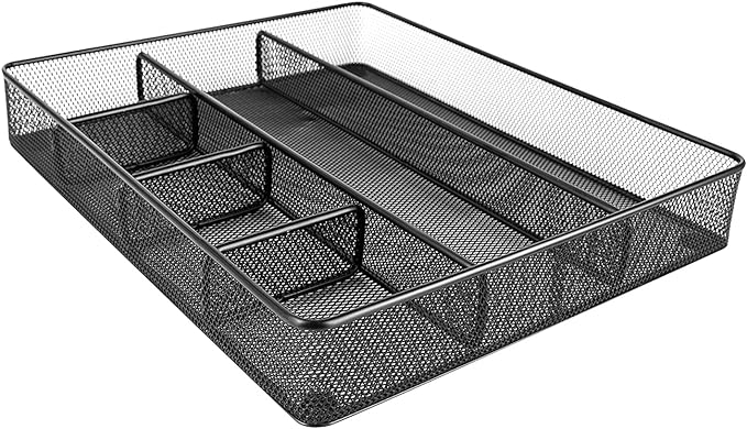 Amazon Basics Mesh Drawer Organizer, Black | Pack of 4