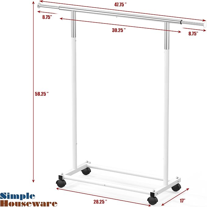 Simple Houseware Standard Rod Garment Rack, White