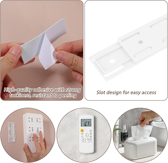 6 PCS Power Strip Holder Wall Mount, Punch Free Socket Holder Self Adhesive, No Drilling Sockets Power Holders with Sticky for Desktop Wall Fixing