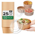 TOPtoper 50 Pack 25 Oz Large Paper Bowls with Lids, Disposable Soup Serving Bowls Bulk Party Supplies for Hot/Cold Food, Soup (25 OZ)