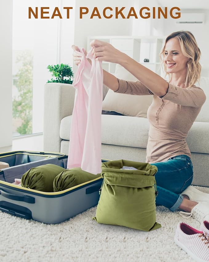 4 Pcs Shoe Bags for Travel, Dust Velvet Bags, Sage Green, 17.3x12.6 Inch | Washable & Reusable Travel Shoe Bags, Dustproof Shoe Bags with Drawstring Closure, Suitable for Travel, Home Storage
