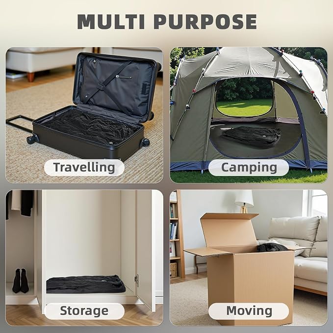 Vacuum Seal Bags for Clothing Travel with Wireless Pump, Compression Bags for Travel Space Saver 33L Professional IP67 Reusable Packing Organizers for Luggage, Suitcases and Backpack(1PC+1 Pump)