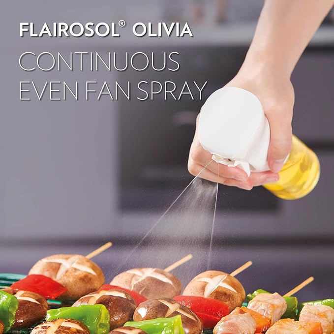 OLIVIA Signature The Original Advanced Oil Sprayer for Cooking, Salads, BBQs and More, Continuous Spray with Portion Control, Trusted by Chefs. Patented Technology. (Glass Bottle) (Golden Leaves)