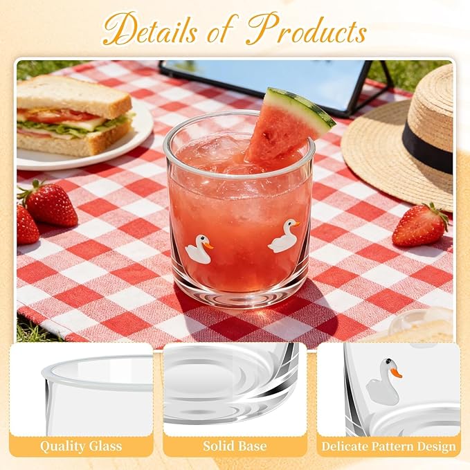 14 Ounce Icon Juice Glasses, Aesthetic Cocktail & Old Fashioned Drinking Glasses, Iconic Clear Glass Cups for Women, Sister, Friend & Party Gifts (Swan)