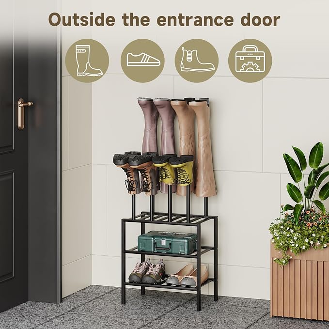 Detachable Boot Rack For Tall Boots Organizer,Outdoor Shoe Rack Storage | 3-Tier Multiuse Shoe Rack For Tall Boots,Closet Organizers And Entryway Storage,Suitable For All Seasons
