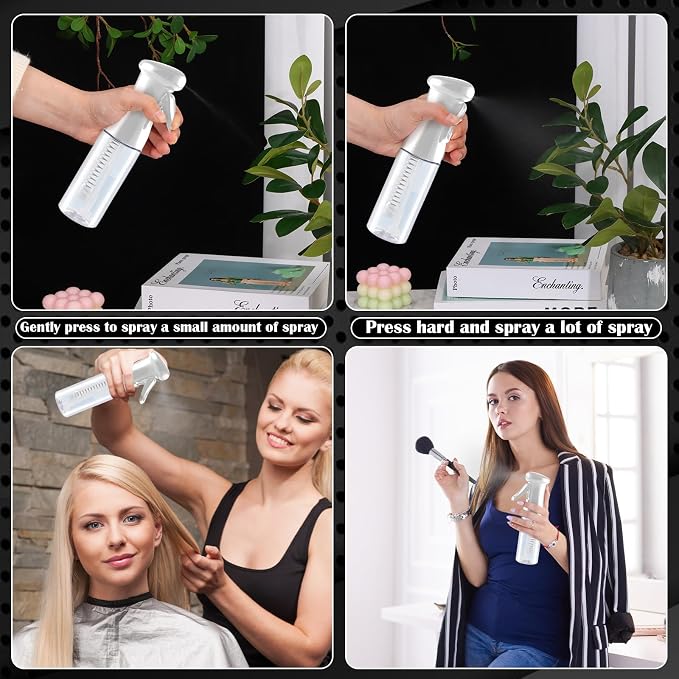 Zicotour Continuous Hair Spray Bottle and Root Comb Applicator Bottle Hair Oil Applicator Water Mister for Hairstyling (White)
