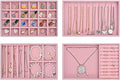 ProCase Stackable Jewelry Organizer Trays for Drawers, Jewelry Drawer Inserts Container Display Case Storage for Earring Necklace Rings Bracelet with Removable Dividers -Dustypink, 4 Layers