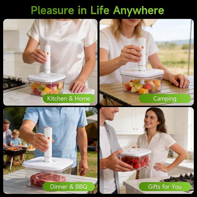 Vixino Vacuum Seal Containers, 3Pcs Reusable Food Storage Containers with Lids for Meal Prep and Freezer, BPA-Free，Microwave Safe，Leak-proof, Airtight (Vacuum Sealer Not Included)