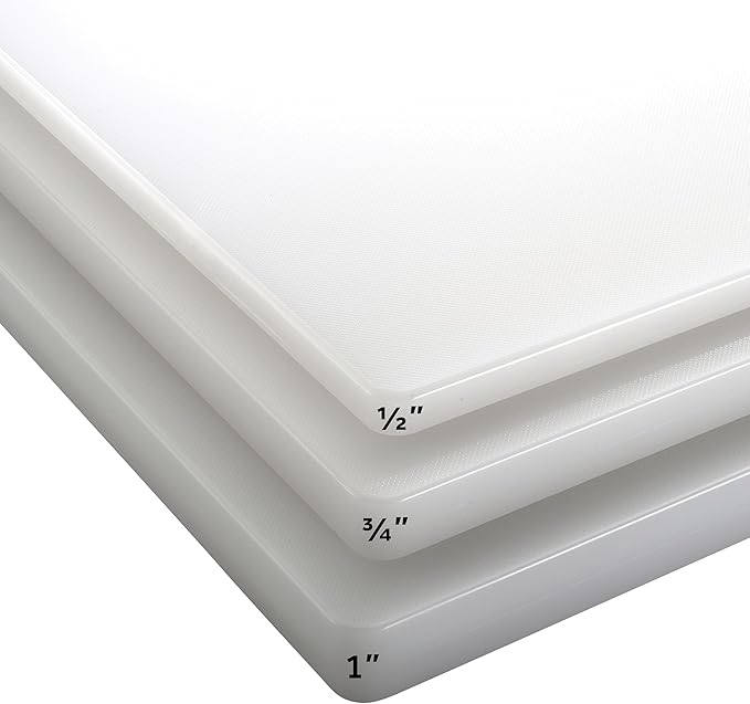 Winco Heavy-Duty Plastic Cutting Board, 12" x 18" x 1/2", White (Set of 6)