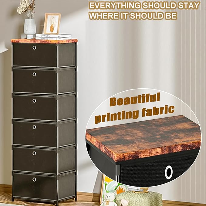 LUKYTOWER Fabric Cube Storage Organizer with Bins | Sturdy 6 Cubby Shelf, Multifunctional Compact Space Saver, Large Capacity Shelves, Closet, Living Room, Dorm, Yarn