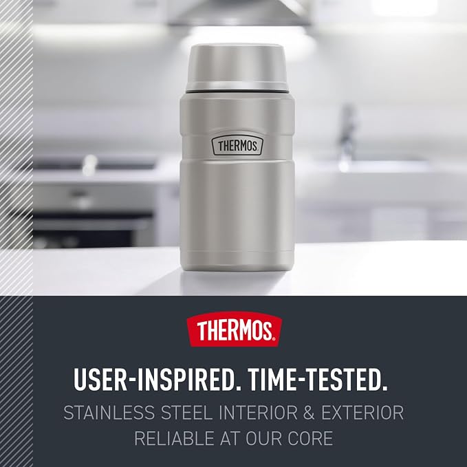 THERMOS Stainless King Vacuum-Insulated Food Jar, 24 Ounce, Matte Pink