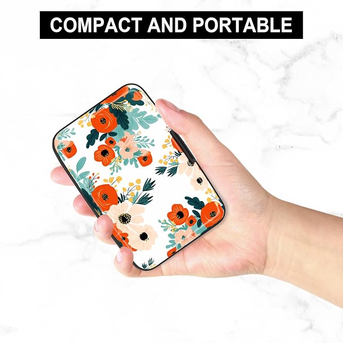 Card Holder Credit Cards Holder for Women RFID wallet women Business Card Holder Wallet Mini Aluminum Card Wallet RFID Blocking Slim Metal Hard Card for Women, Brightly Colored Flowers