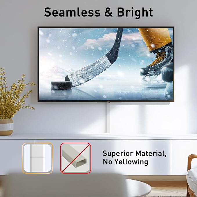 Delamu Cord Hider, 142in Cable Hider, Cord Covers for 2-3 Wires on Wall, Wire Covers for Cords, Wire Hiders for TV on Wall, Easier Setup Cable Cover Cable Management, W0.94 H0.47in, White