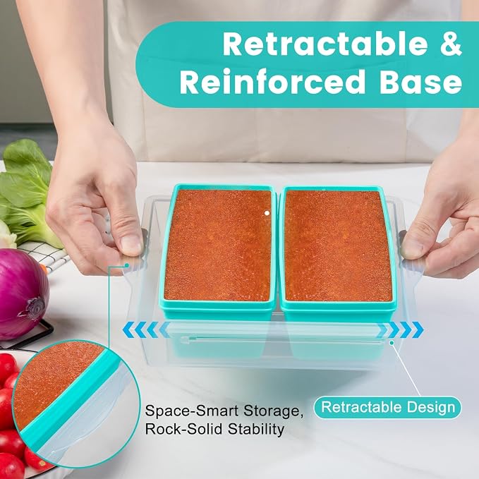 Gemice 2-Cup Silicone Freezer Molds with Lids, Individual 4-Pack | Oven & Dishwasher Safe, BPA-Free Soup Portion Cubes Trays, Freezer Containers for Food Storage
