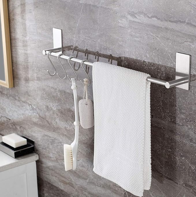 Bathroom Towel Bar Towel Holder,ULIFESTAR Strong 3M Self Adhesive Hand Towel Holder,Wall Mounted Stainless Steel Towel Rack for Bathroom,Kitchen Dish Cloths Hanger,Brushed Nickel (22'')
