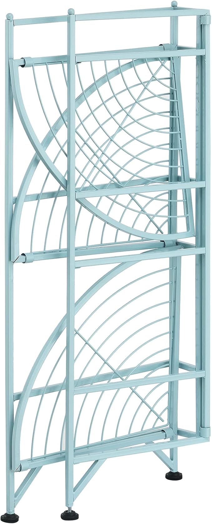 Convenience Concepts Xtra Storage 3 Tier Folding Metal Corner Shelf, Sea Foam