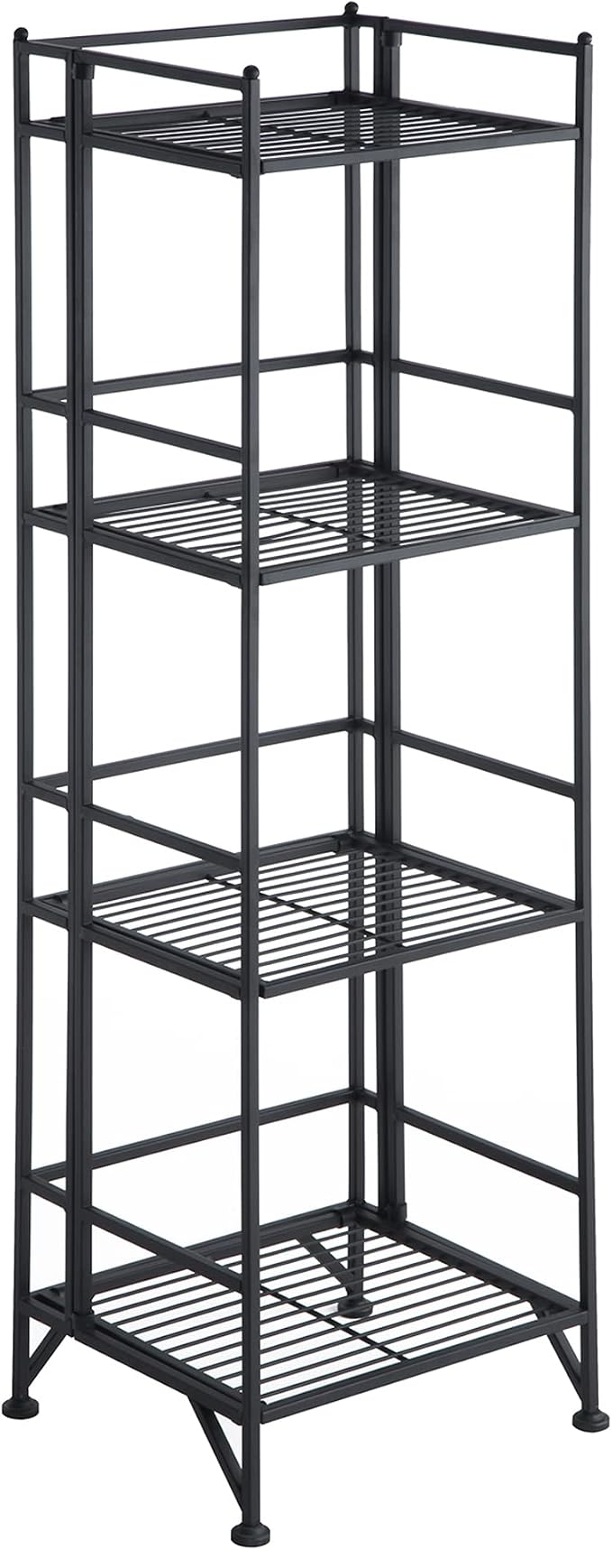 Convenience Concepts Xtra Storage 4 Tier Folding Metal Shelf, Black