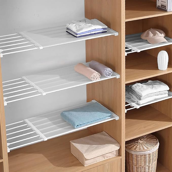 Adjustable Metal Storage Rack, Expandable Tension Shelf Rod, Stainless Steel, for Wardrobe, Cabinet, Bathroom, Kitchen (19.68-31.49in)