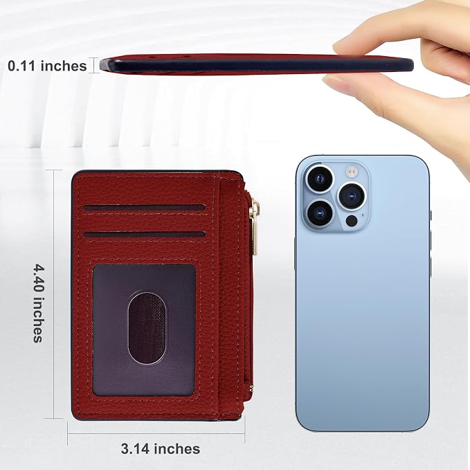 Tipmile Womens Credit Card Holder Wallet, Small Slim RFID Blocking Sleeve | Mini Tiny Cute ID Case, Minimalist Zipper Pocket Wallet, Thin Coin Purse, Mothers Gift