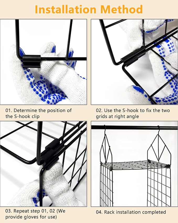 2 Pack Hanging Closet Organizer and Storage, 5 Tier & 3 Tier Metal Wire Closet Shelves with 8 S Hooks, Hanging Storage Shelf for Clothes Shoes Sweaters Handbags Laundry